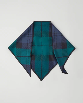 Ann Taylor Tartan Triangle Silk Scarf Rainforest Women's