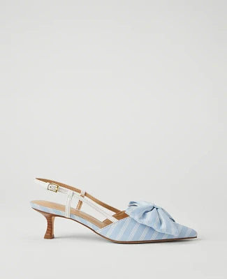 Ann Taylor Bow Slingback Kitten Heel Pumps Larimar Blue Women's