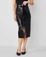 Ann Taylor Petite Embossed Faux Leather Pencil Skirt Black Women's