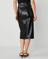 Ann Taylor Petite Embossed Faux Leather Pencil Skirt Black Women's