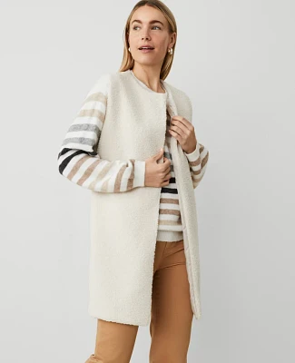 Ann Taylor Weekend Collection Sherpa Long Vest Winter White Women's