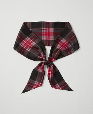 Ann Taylor Plaid Skinny Silk Scarf Black Women's