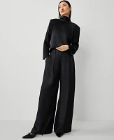 Ann Taylor The Pleated Easy Palazzo Pant Silk Black Women's