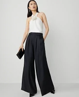 Ann Taylor The Pleated Easy Palazzo Pant Silk Black Women's