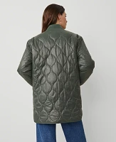 Ann Taylor Petite Varsity Collar Quilted Jacket Dried Cilantro Women's