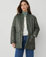 Ann Taylor Petite Varsity Collar Quilted Jacket Dried Cilantro Women's