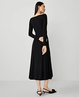 Ann Taylor Petite Twist Off The Shoulder Knit Midi Dress Black Women's