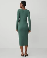 Ann Taylor Knit V-Neck Midi Dress Dried Cilantro Women's