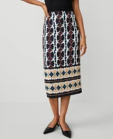 Ann Taylor Petite Border Midi Pencil Skirt Night Sky Women's