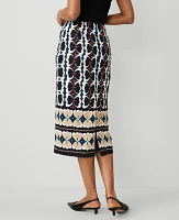 Ann Taylor Petite Border Midi Pencil Skirt Night Sky Women's