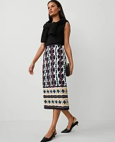 Ann Taylor Petite Border Midi Pencil Skirt Night Sky Women's