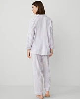 Ann Taylor Striped Pajama Set Whimsical Pink Women's