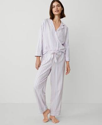 Ann Taylor Striped Pajama Set Whimsical Pink Women's