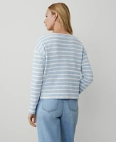 Ann Taylor Striped Relaxed Sweater Navy/White Women's