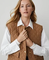 Ann Taylor Quilted Puffer Vest Cappuccino Tan Women's