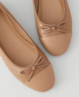 Ann Taylor Cap Toe Leather Ballet Flats Desert Sand Women's