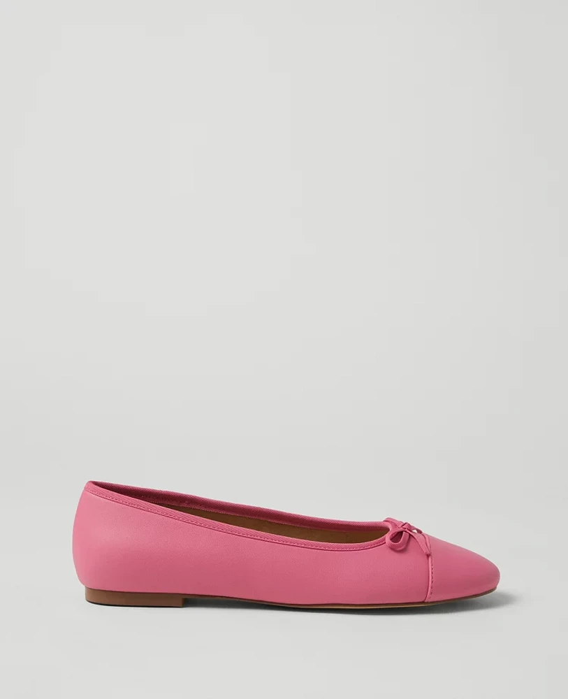 Ann Taylor Cap Toe Leather Ballet Flats Women's