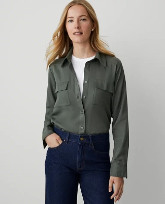 Ann Taylor Petite Weekend Collection Pocket Shirt Women's