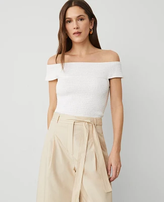 Ann Taylor Smocked Off-The-Shoulder Top Women's