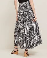 Ann Taylor Tiered Full Skirt Palm Print Black Women's