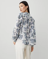 Ann Taylor Tropical Blouson Popover Top Night Sky Women's