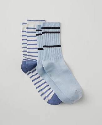 Ann Taylor Weekend Collection Striped Crew Sock Set Women's