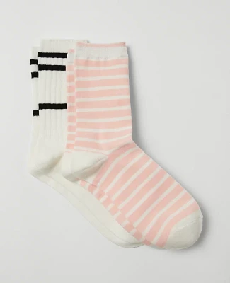 Ann Taylor Weekend Collection Striped Crew Sock Set Women's
