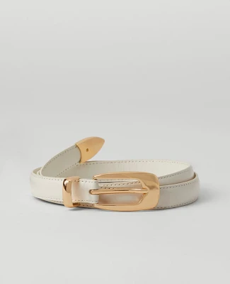 Ann Taylor Metal Tipped Leather Belt Winter White Women's
