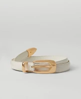 Ann Taylor Metal Tipped Leather Belt Size XL Winter White Women's