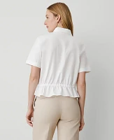 Ann Taylor Tie-Waist Peplum Shirt White Women's