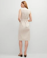 Ann Taylor Belted Linen Blend Shirtdress Natural Flax Women's