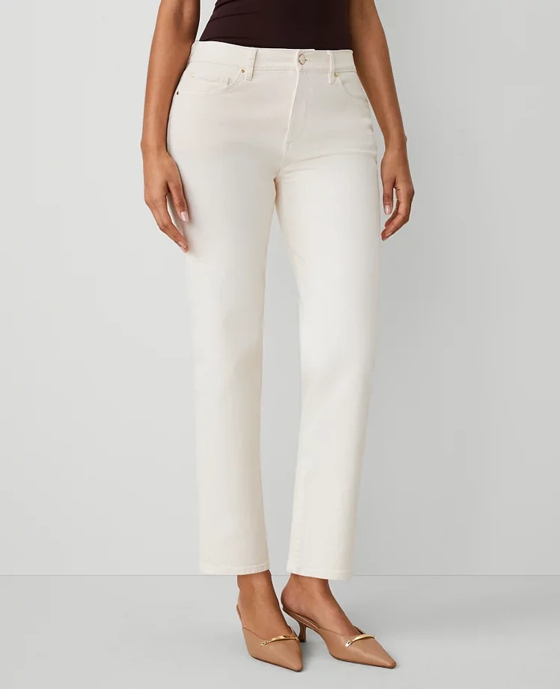 Ann Taylor The Petite Straight Jean — Curvy Fit Ivory Women's