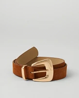 Ann Taylor Chunky Buckle Suede Belt Milk Chocolate Brown Women's