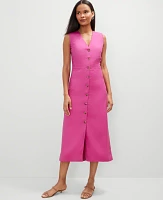 Ann Taylor Linen Blend V-Neck Shirtdress Rose Violet Women's