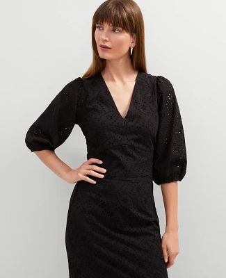 Ann Taylor Eyelet Puff Sleeve Blouse Women's