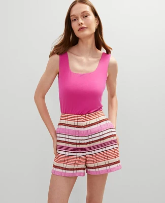 Ann Taylor The Side-Zip Short Tweed Neutral/Red Multi Women's