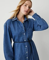 Ann Taylor Petite Denim Shirtdress Classic Mid Wash Women's