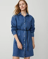 Ann Taylor Petite Denim Shirtdress Classic Mid Wash Women's