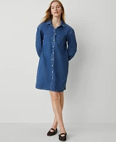 Ann Taylor Petite Denim Shirtdress Classic Mid Wash Women's