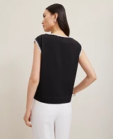 Ann Taylor Crochet Trim Sleeveless Top Black Women's