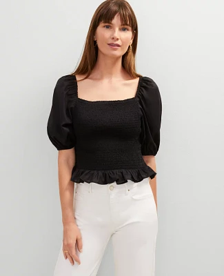 Ann Taylor Square Neck Smocked Top Women's