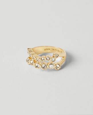 Ann Taylor Crystal Cluster Ring Goldtone Women's