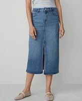 Ann Taylor Denim Midi Skirt Light Wash Women's