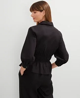 Ann Taylor Collared Blouse Black Women's