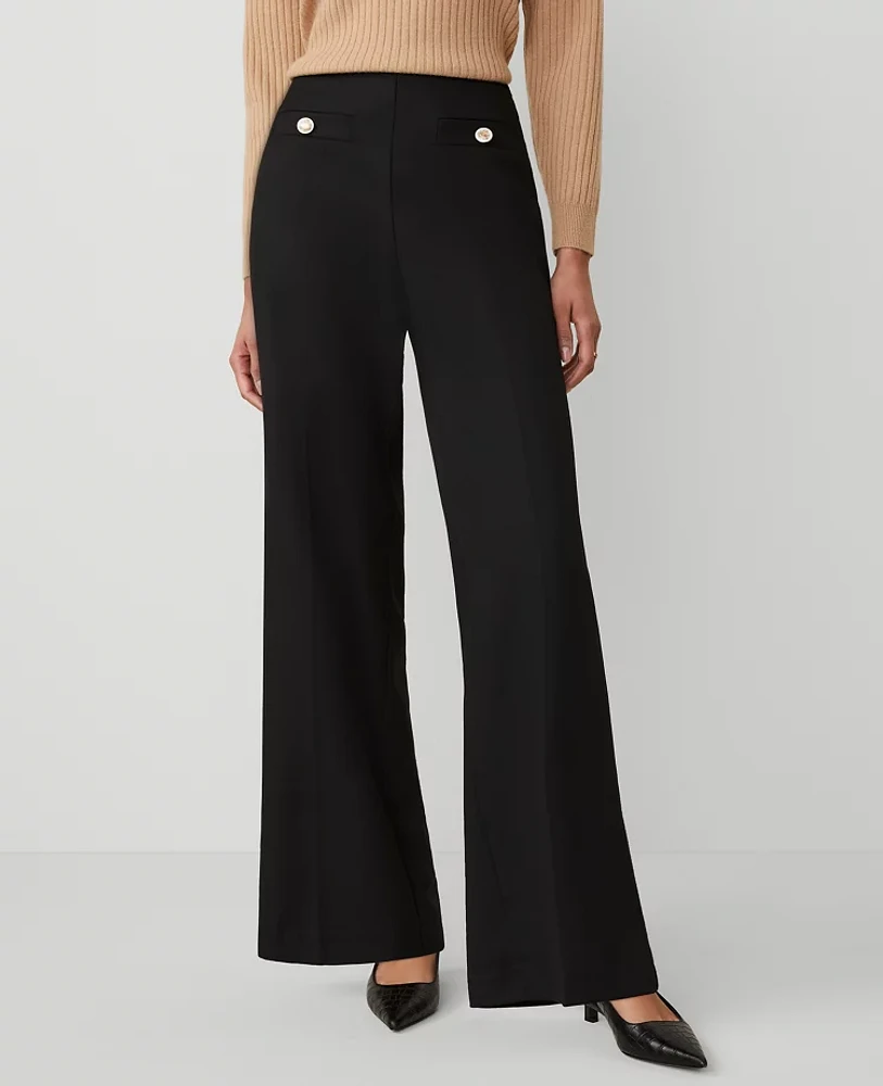 Ann Taylor The Button Trim Sailor Wide-Leg Pant — Curvy Fit Women's