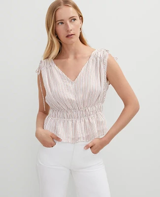 Ann Taylor Gathered Tie Top Neutral Combo Women's
