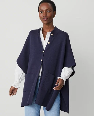 Ann Taylor Button Mock Neck Poncho Women's