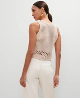 Ann Taylor Crochet Sweater Shell Top Sand Women's
