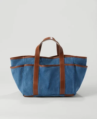 Ann Taylor Garden Denim Tote Bag Soft Denim Blue Women's