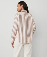 Ann Taylor Petite Striped Relaxed Perfect Shirt Portabella Women's